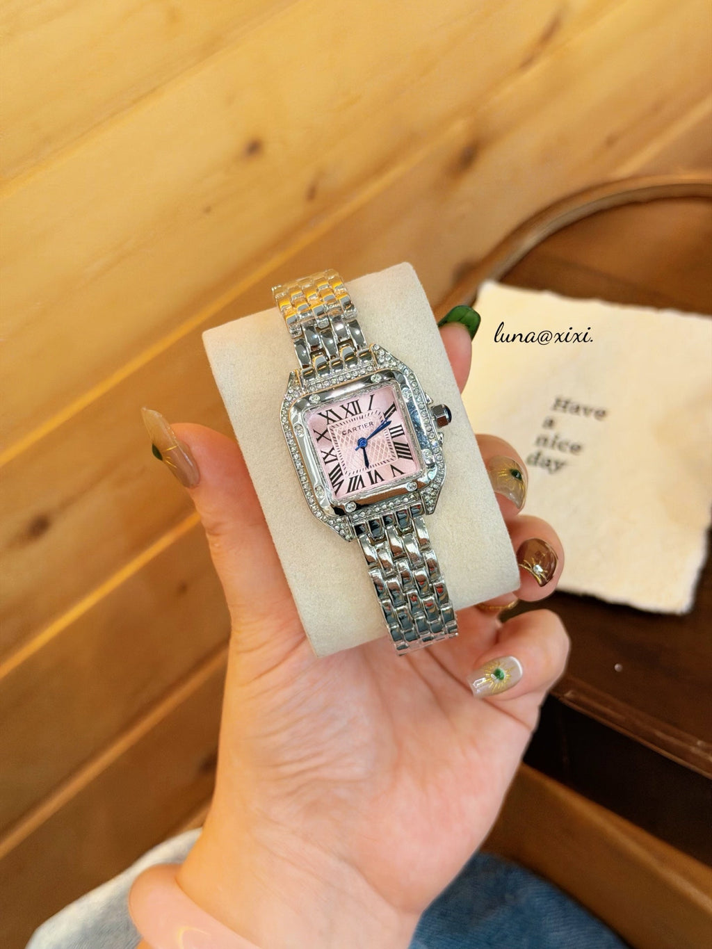 Silver-Tone Rectangular Dial Bracelet Quartz Watch