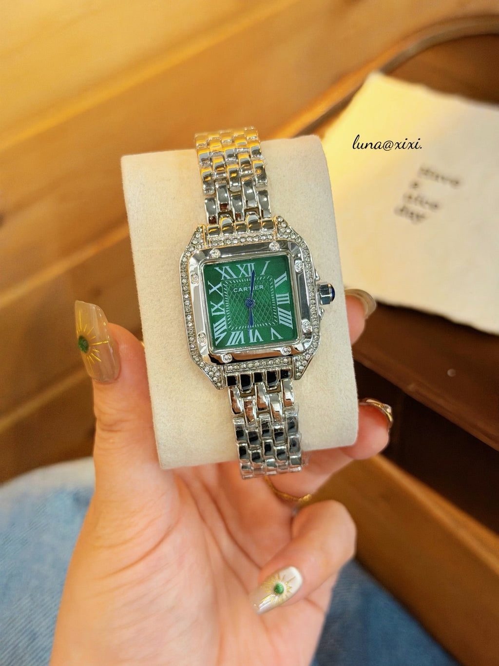 Silver-Tone Rectangular Dial Bracelet Quartz Watch