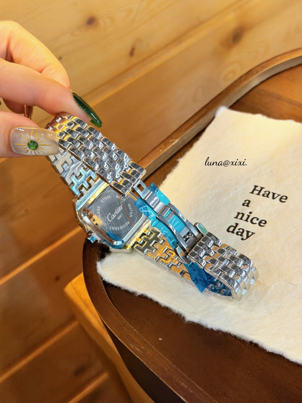 Silver-Tone Rectangular Dial Bracelet Quartz Watch