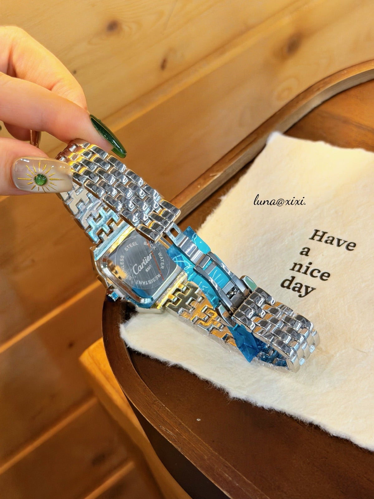 Silver-Tone Rectangular Dial Bracelet Quartz Watch