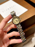 Round Dial Two-Tone Link Bracelet Quartz Watch