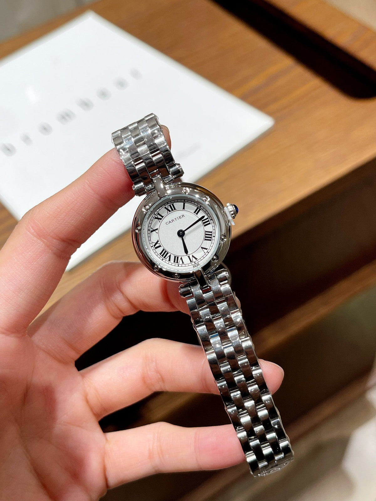 Round Dial Two-Tone Link Bracelet Quartz Watch
