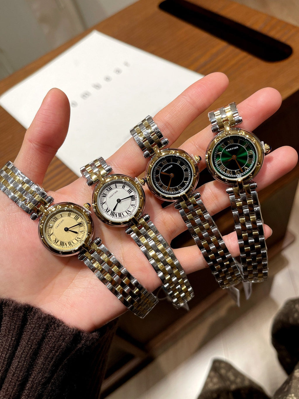 Round Dial Two-Tone Link Bracelet Quartz Watch