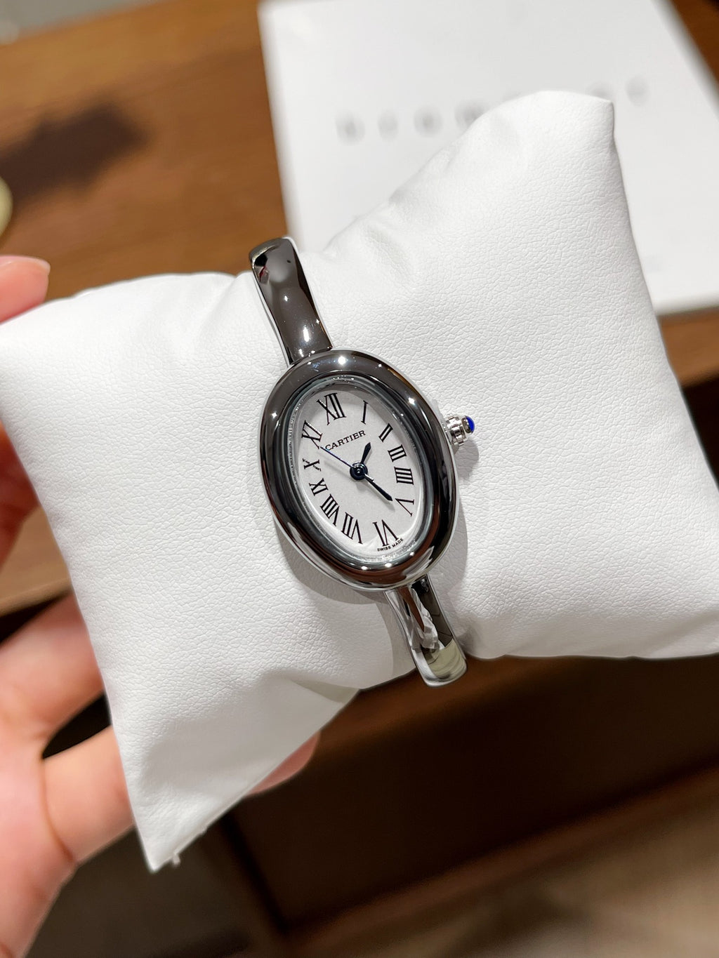 Oval Dial Bangle Bracelet Quartz Watch