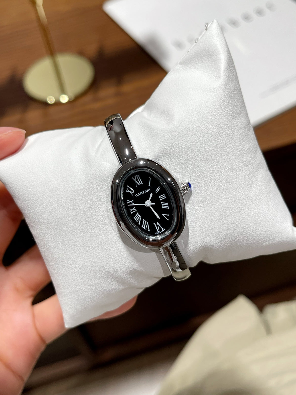 Oval Dial Bangle Bracelet Quartz Watch
