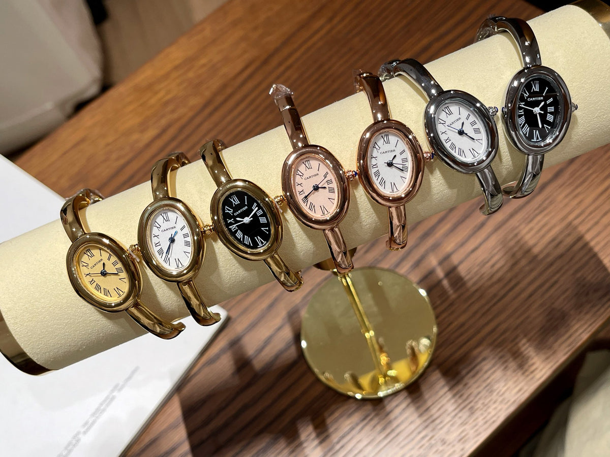 Oval Dial Bangle Bracelet Quartz Watch