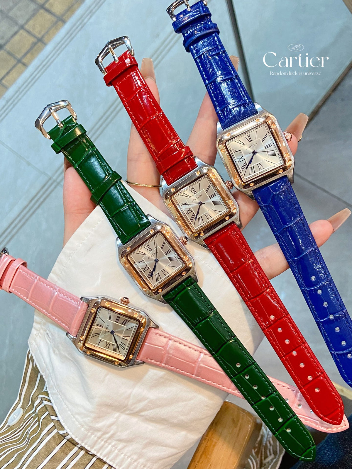 Rectangular Dial Colorful Strap Quartz Watch