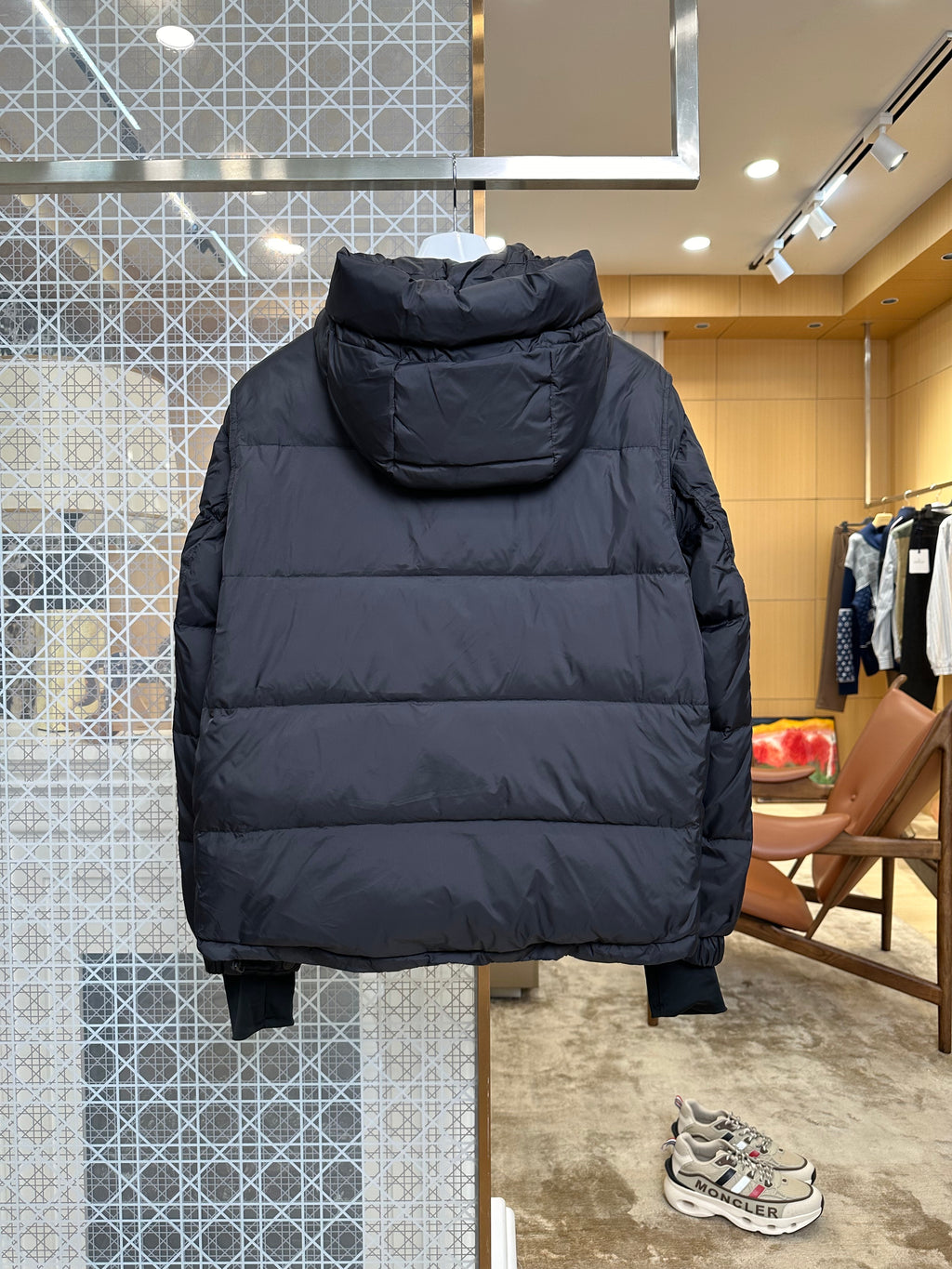Hooded quilted puffer jacket product photograph
