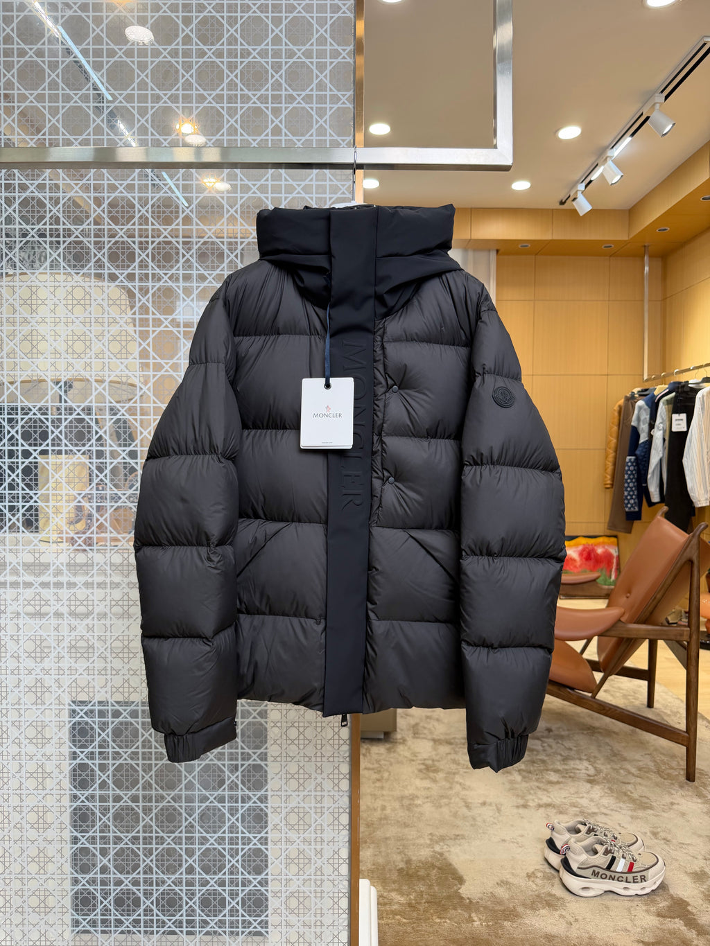 Hooded Down Puffer Jacket with Contrast Trim