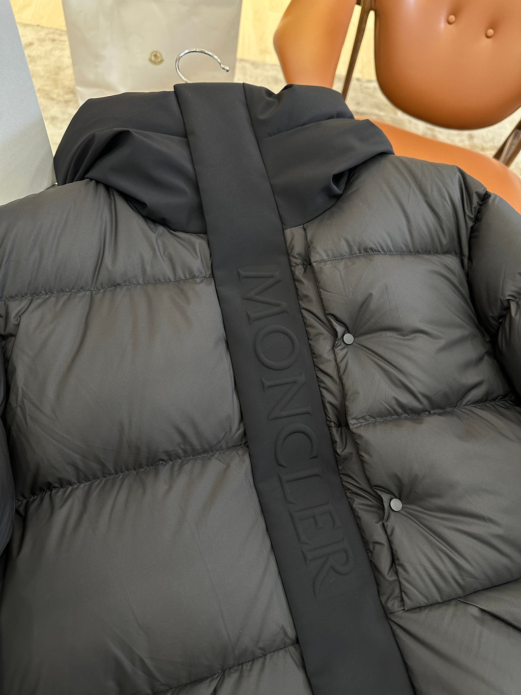 Hooded Down Puffer Jacket with Contrast Trim