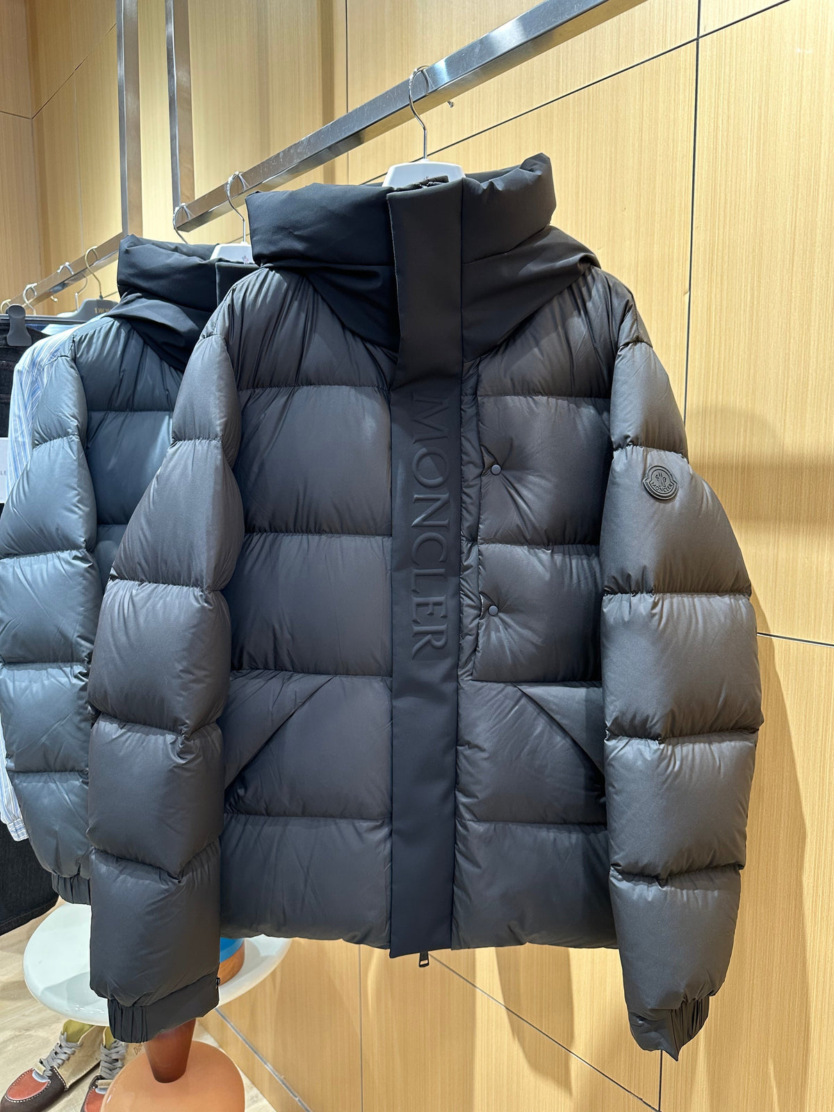 Hooded Down Puffer Jacket with Contrast Trim