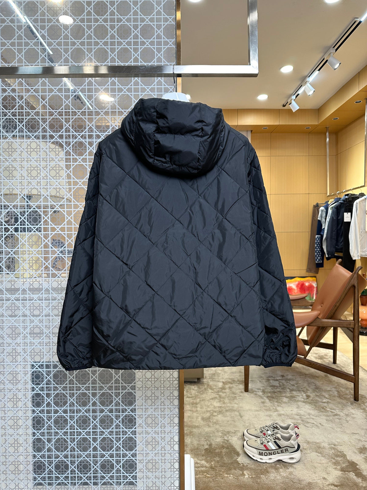 Lightweight Hooded Down Jacket with Quilted Panels