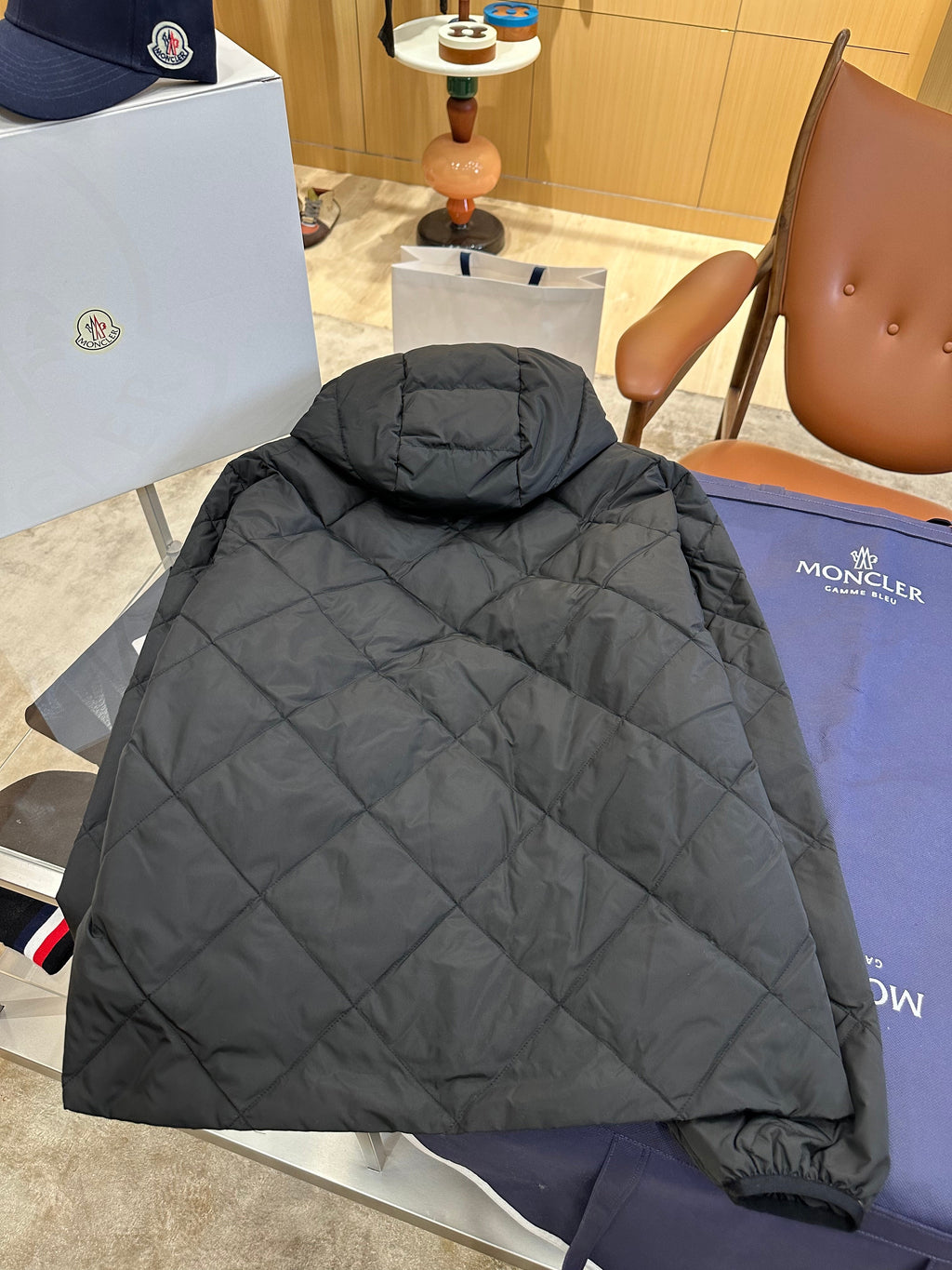 Lightweight Hooded Down Jacket with Quilted Panels