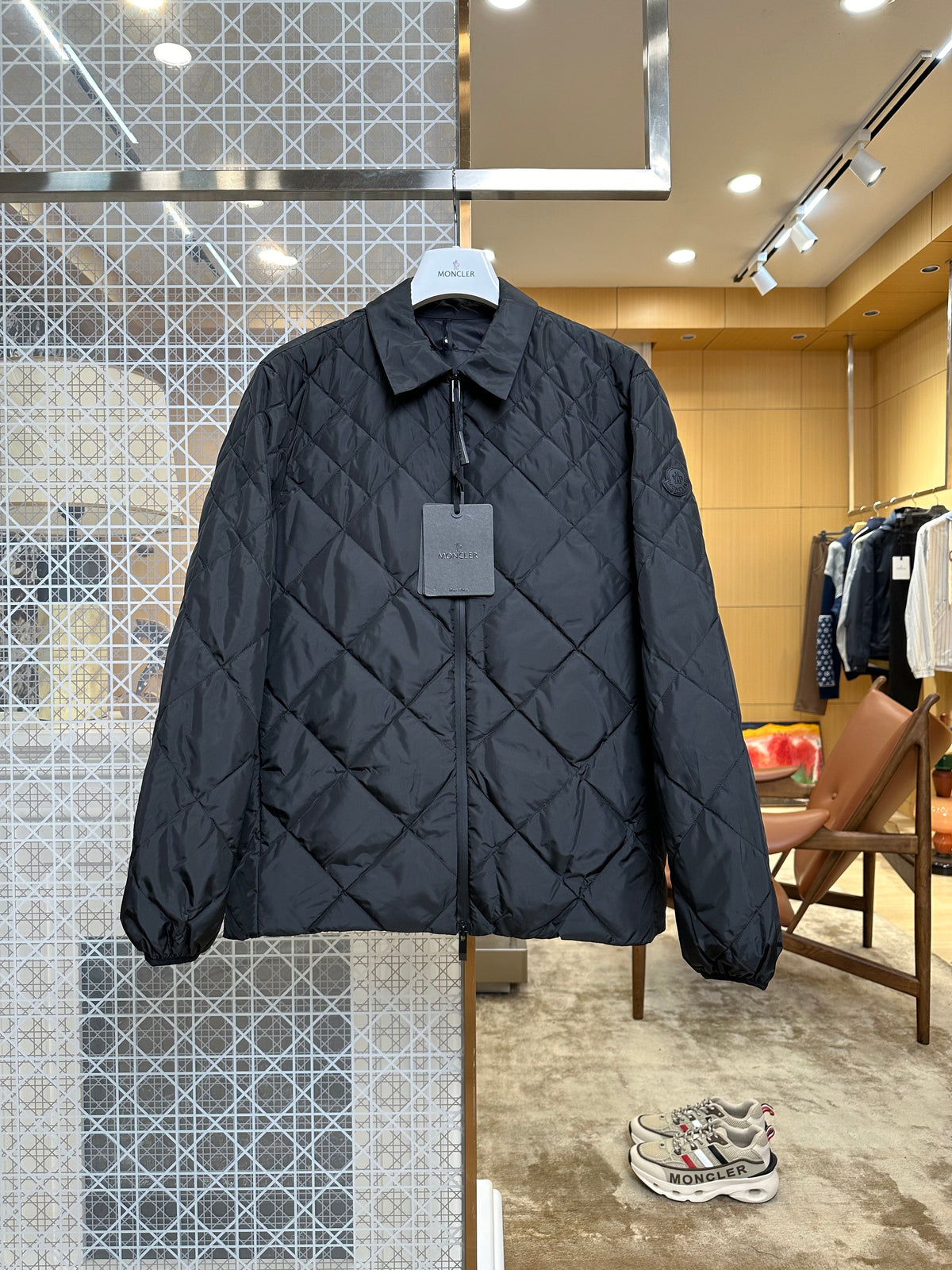 Quilted Down Jacket with Fold-Over Collar