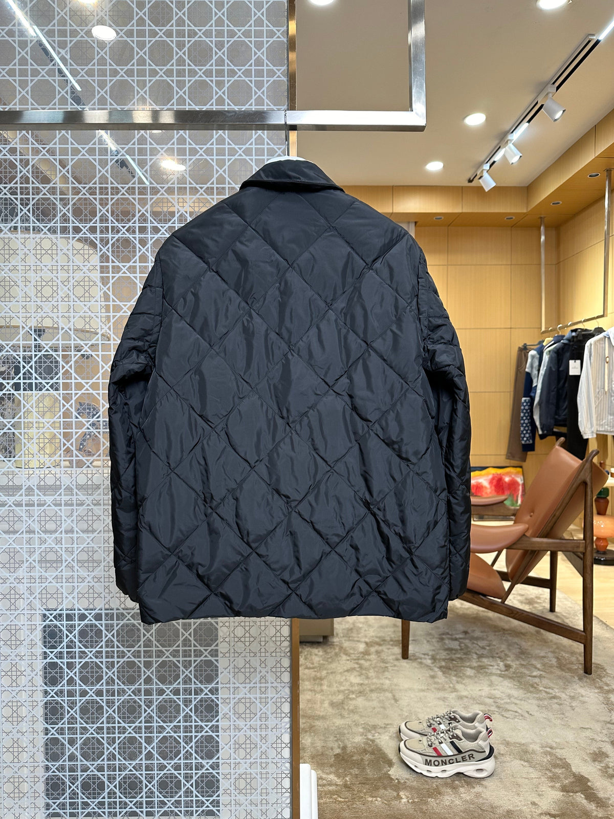 Quilted Down Jacket with Fold-Over Collar