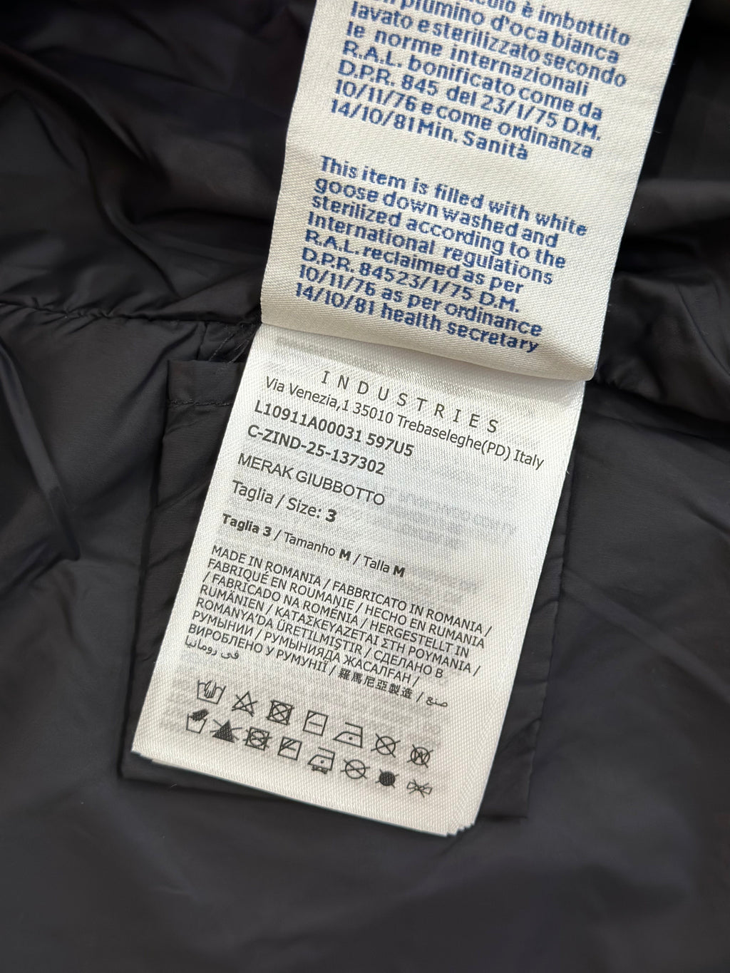 Quilted Down Jacket with Fold-Over Collar