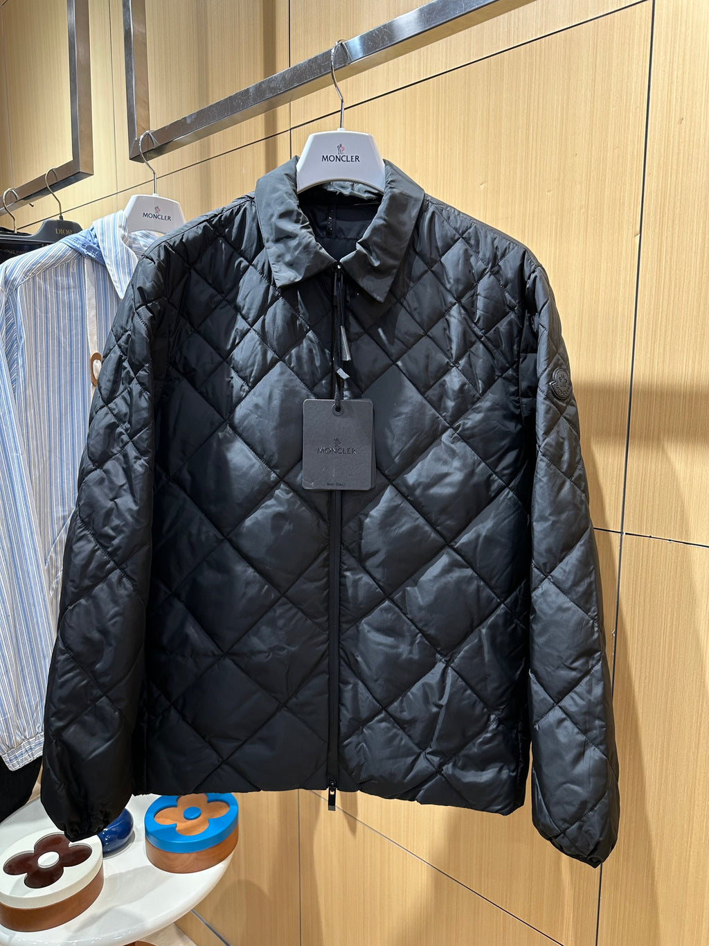 Quilted Down Jacket with Fold-Over Collar