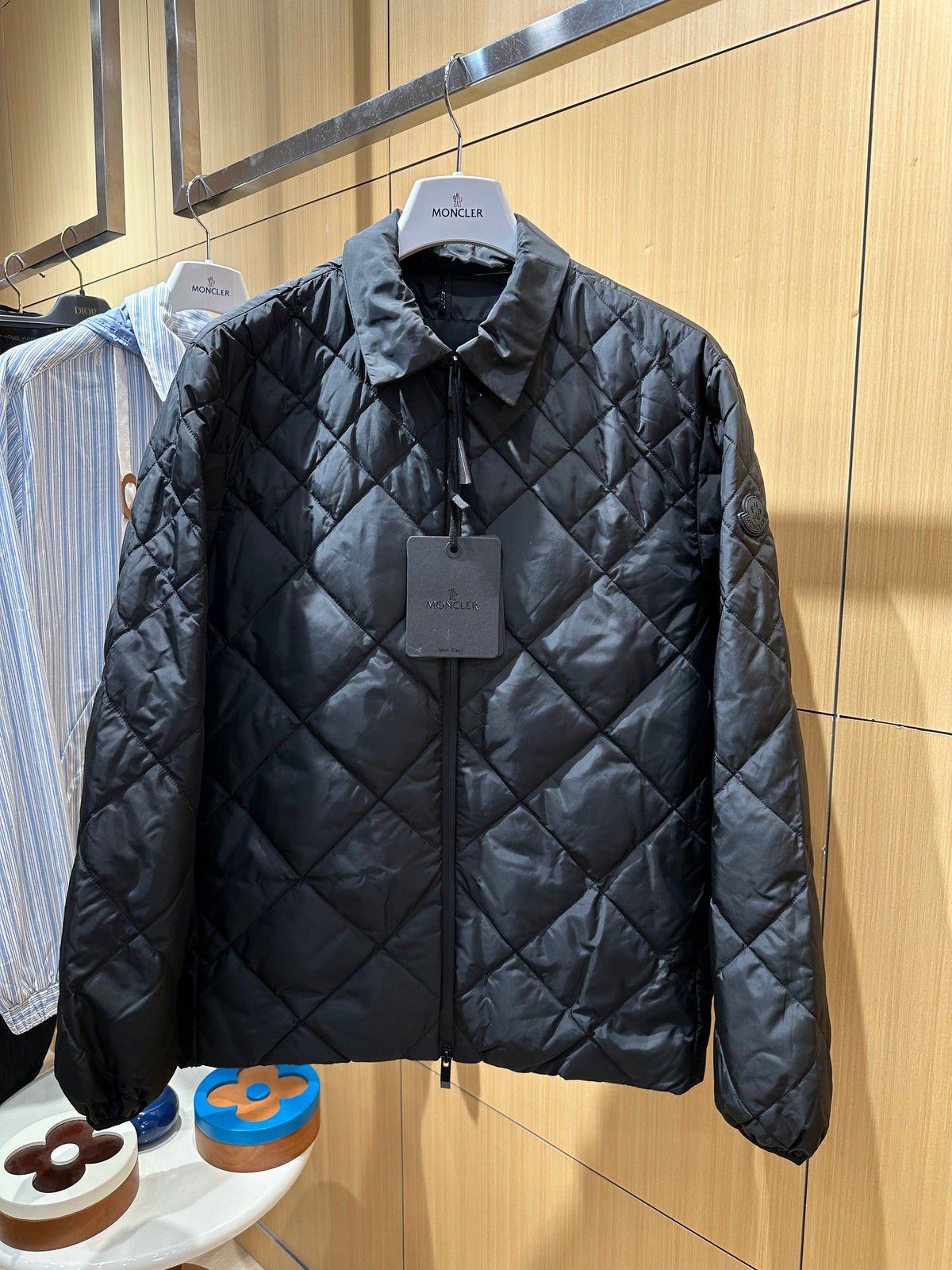 Quilted Down Jacket with Fold-Over Collar
