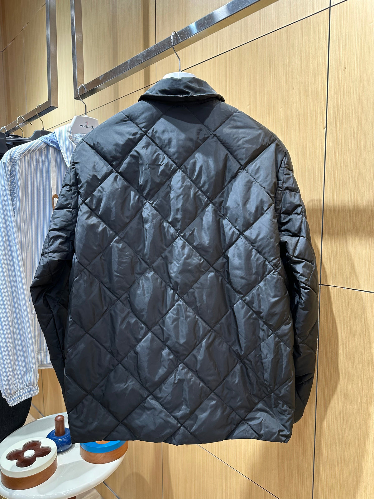 Quilted Down Jacket with Fold-Over Collar