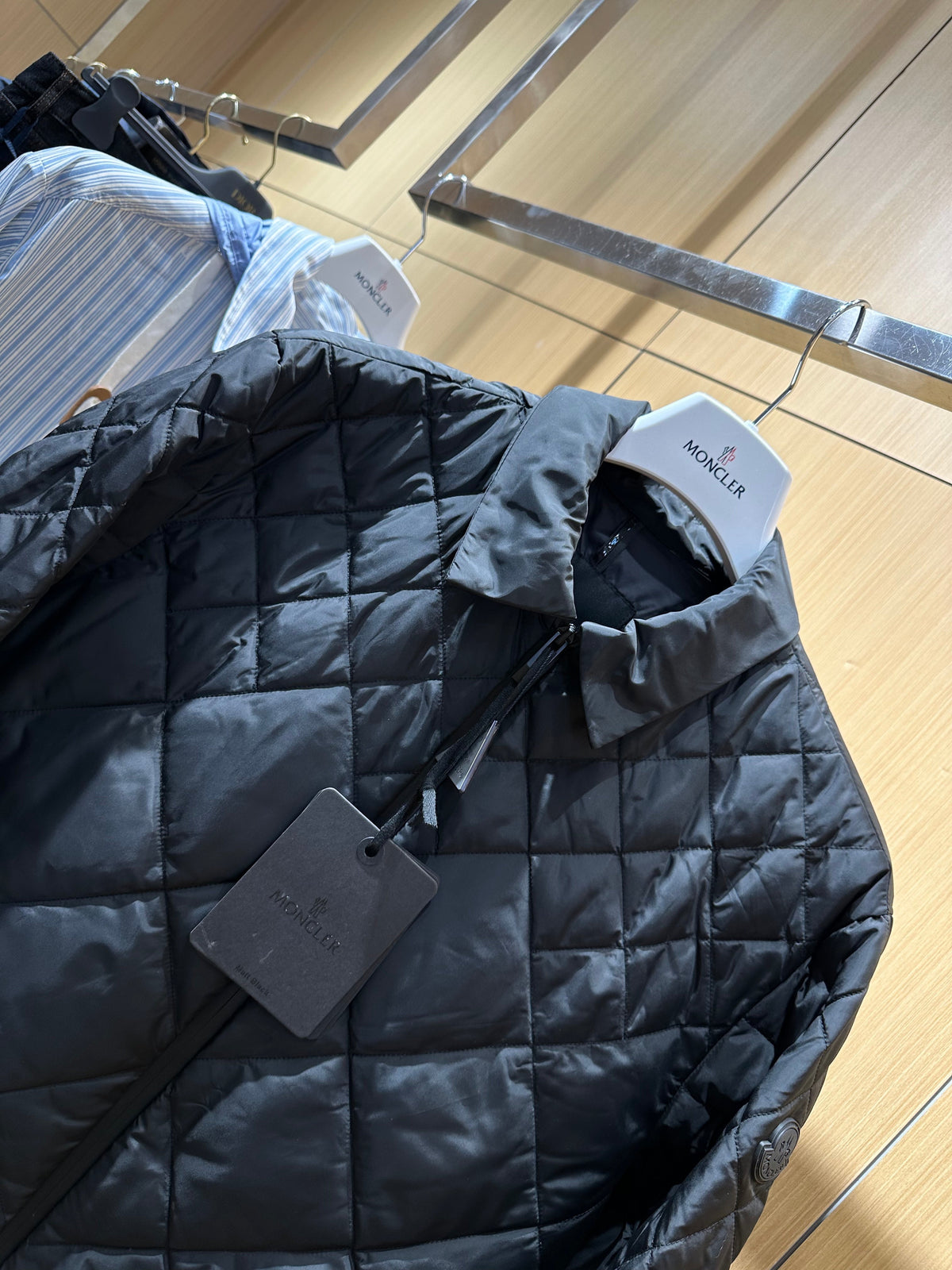 Quilted Down Jacket with Fold-Over Collar
