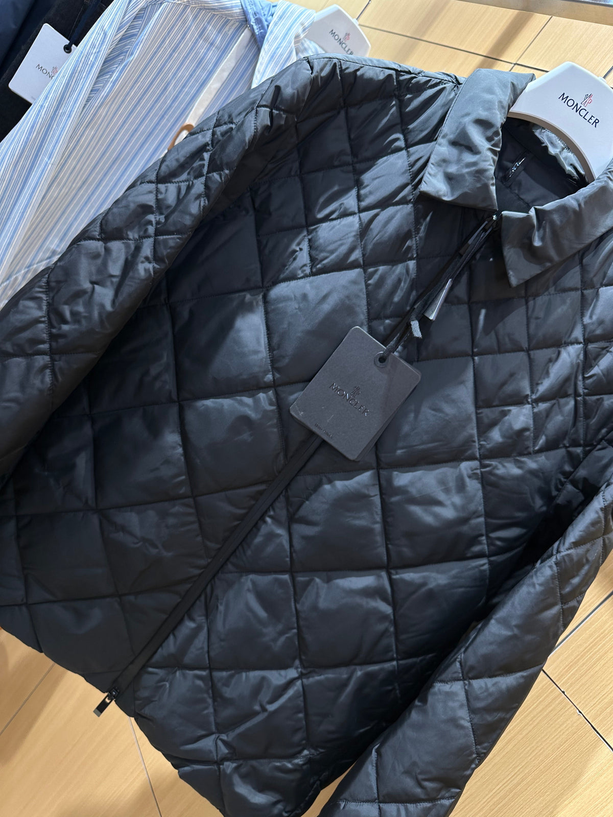 Quilted Down Jacket with Fold-Over Collar