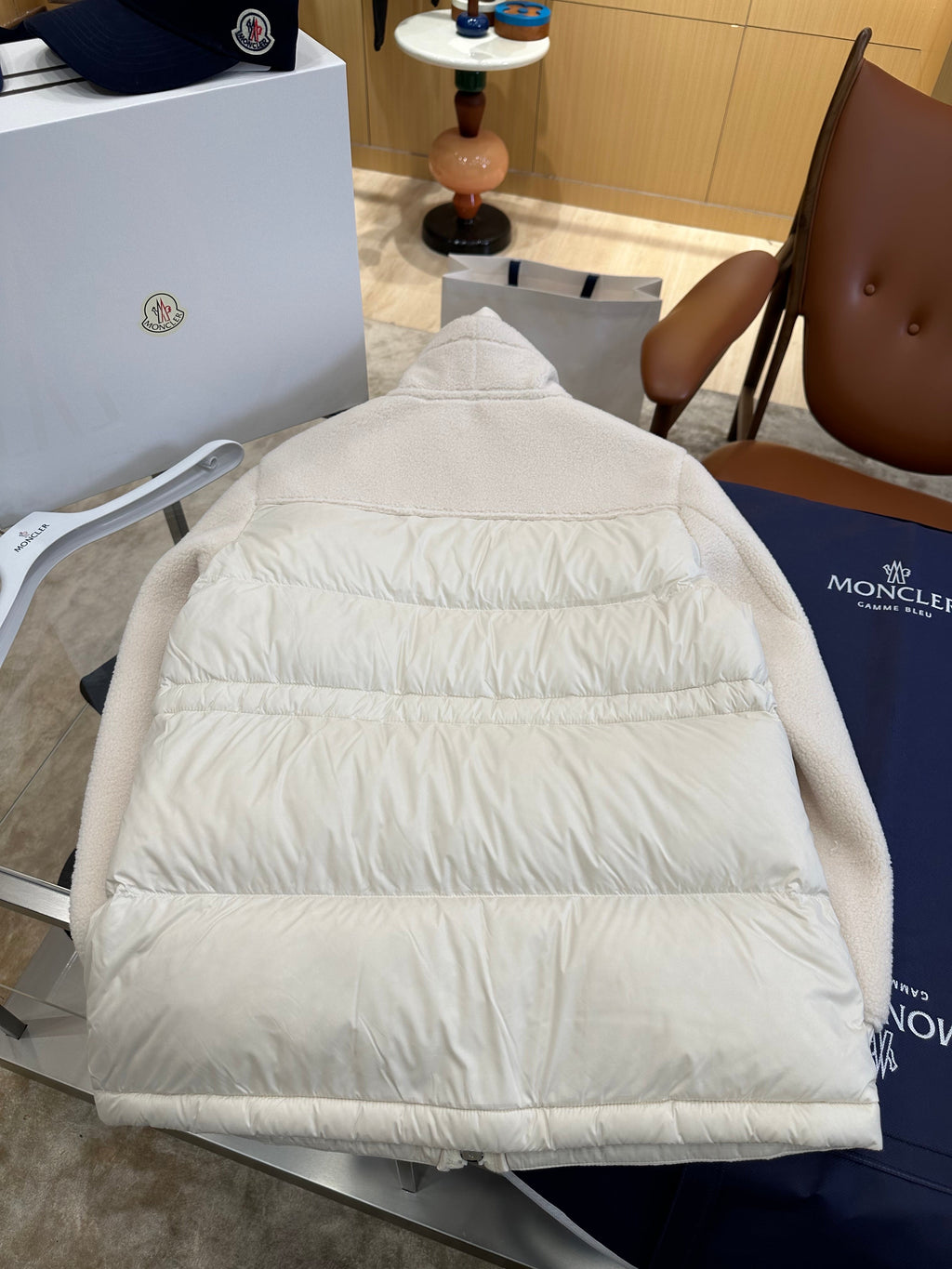 Women's Textured Knit-Panel Down Jacket